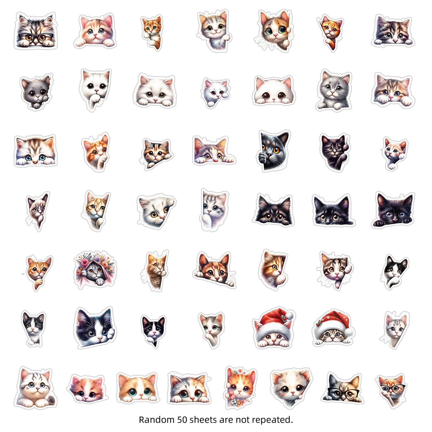 Wholesale 50pcs Sheets Peeping Cats Graffiti Stickers Waterproof Decorative Stickers
